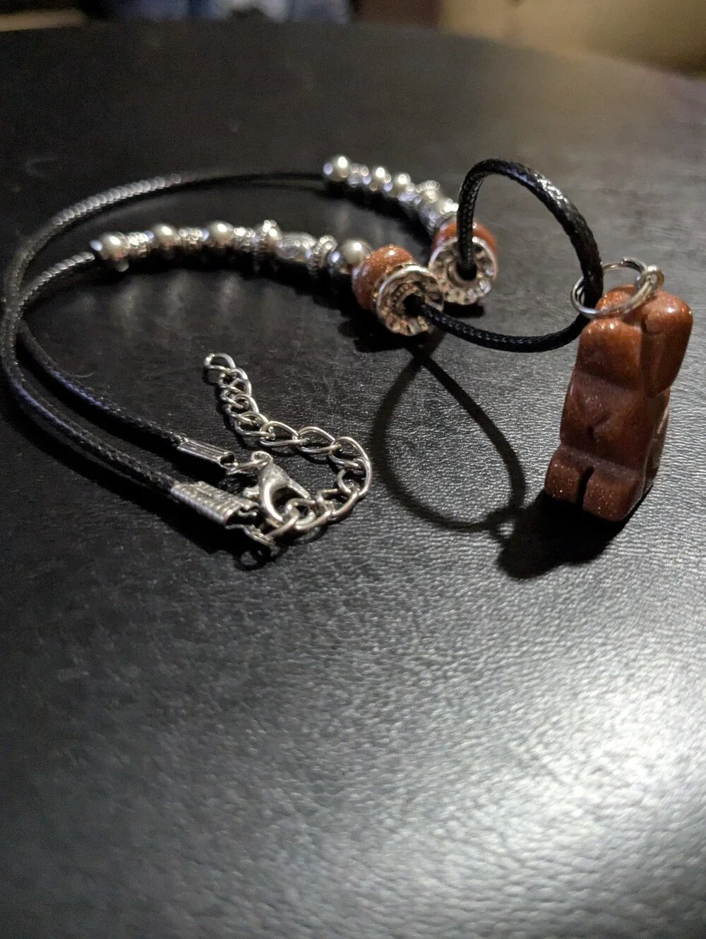 Hand Carved Sandstone 'Man's Best Friend's Dog Pendant Beaded Necklace
